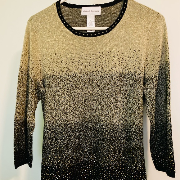 Alfred Dunner Black/Gold Pullover Sweater - Picture 3 of 8